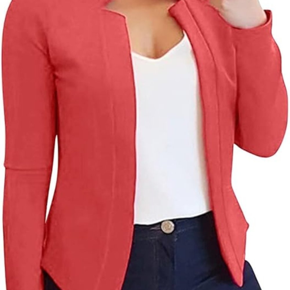 Womens Casual Long Sleeve Work Office Blazer Suit Jacket Lightweight Open Front